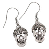 Silver Skull Dangle Drop Earrings For Women