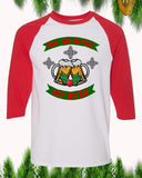 Ho Ho Hold My Beer Christmas Raglan T-Shirt 3/4 Sleeve Adult Unisex - PrintMeLLC