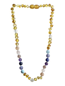 Amber + Pastel Rainbow Natural Relief Big Kid Necklace