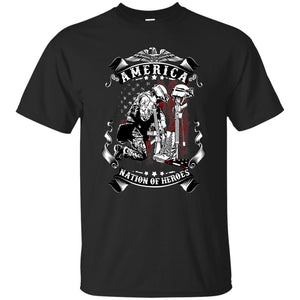 America Nation Of Heroes Military Veteran T-Shirt - PrintMeLLC