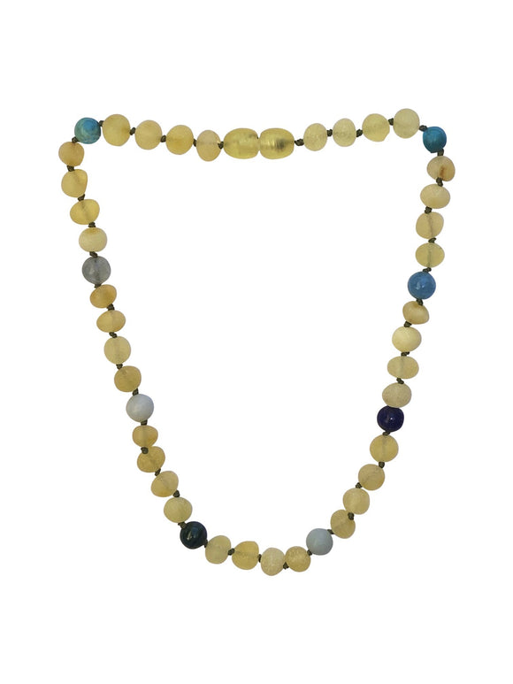 Amber + Blue Gemstone Natural Relief Baby Necklace