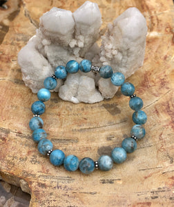 Blue Apatite Stretch Bracelet Natural Gemstone Bracelet