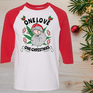One Love One Christmas Raglan T-Shirt 3/4 Sleeve Adult Unisex