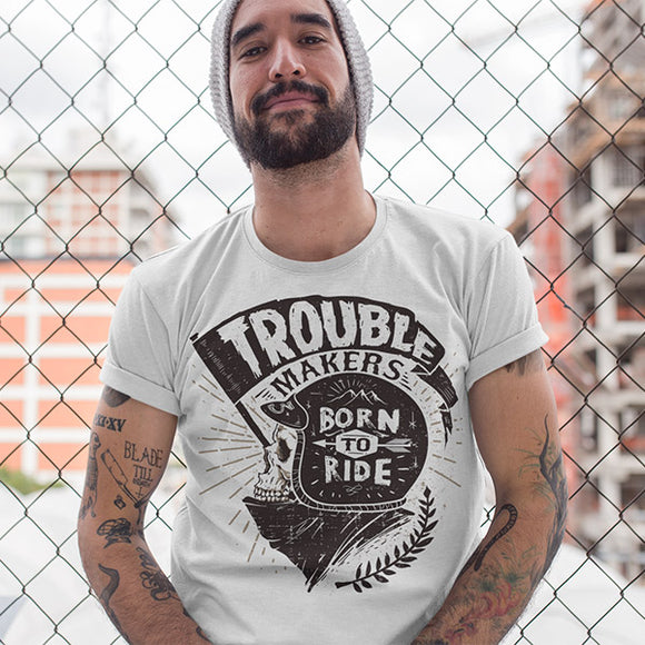 Trouble Makers Born To Ride Men's Biker T-Shirt - PrintMeLLC