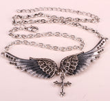 Angel Wing Cross Necklace Earrings Ring Jewelry Set For Women