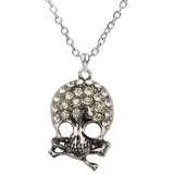 Women's Skull Cross Bone Jewelry Set Adjustable Necklace And Dangle Earrings