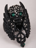 Skull Wings Cross Snake Stretch Ring For Women With Different Colored Crystal's - PrintMeLLC