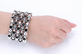 Skull Stretch Cuff Bracelet for Women with Black Crystals - PrintMeLLC