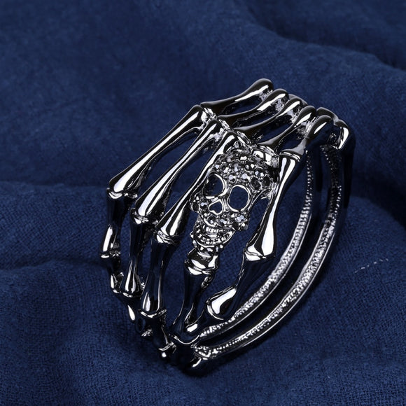 Skeleton Fingers Metal Punk Gothic Bones Bracelet Adjustable Ring Elastic  Bangle Halloween Party - Etsy India
