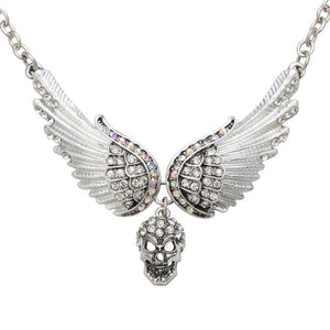Guardian Angel Wings Skull Necklace for Women