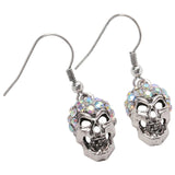 Silver Skull Dangle Drop Earrings For Women